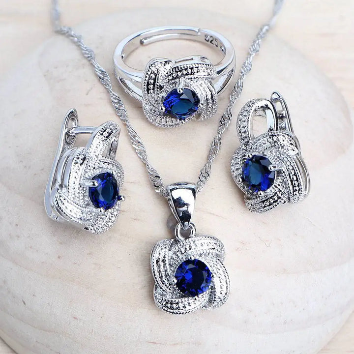 Conjunto de Joyería Circonia Azul