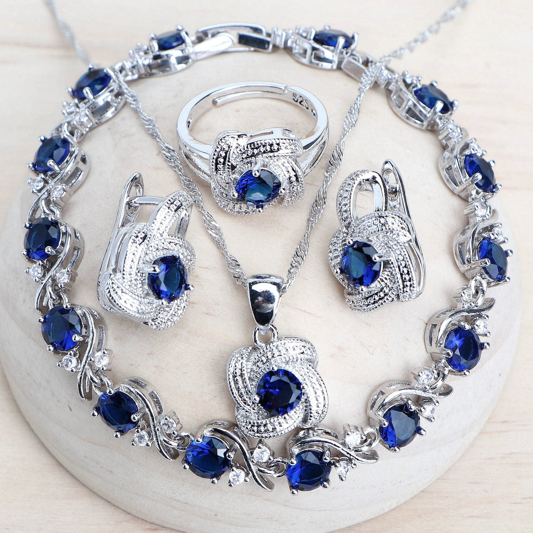 Conjunto de Joyería Circonia Azul