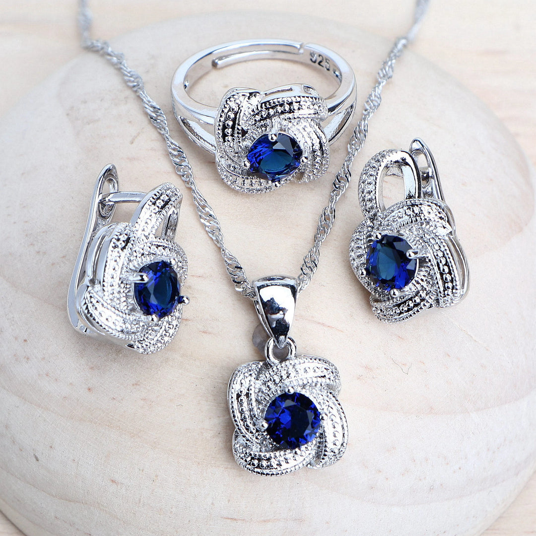 Conjunto de Joyería Circonia Azul