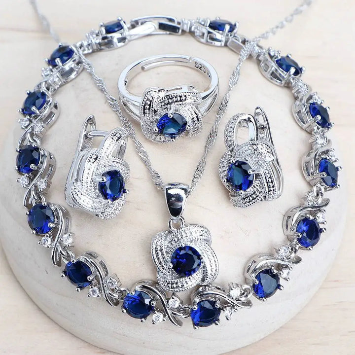 Conjunto de Joyería Circonia Azul