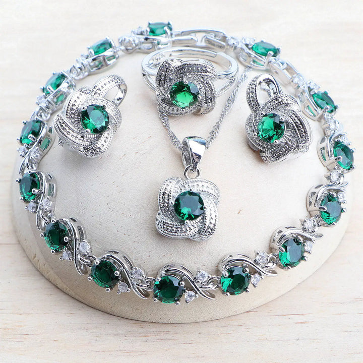 Conjunto de Joyería Circonia Azul
