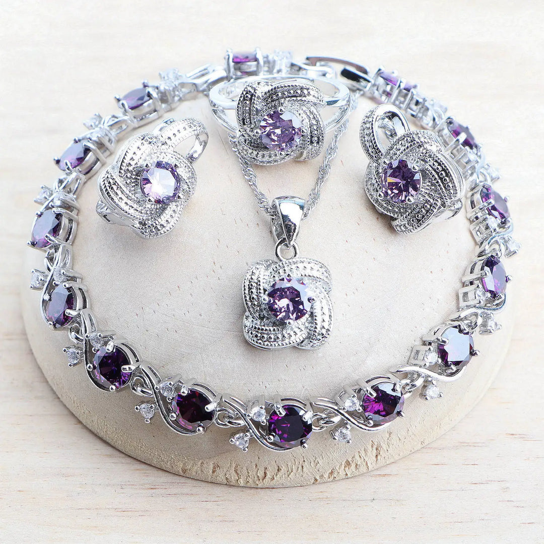 Conjunto de Joyería Circonia Azul