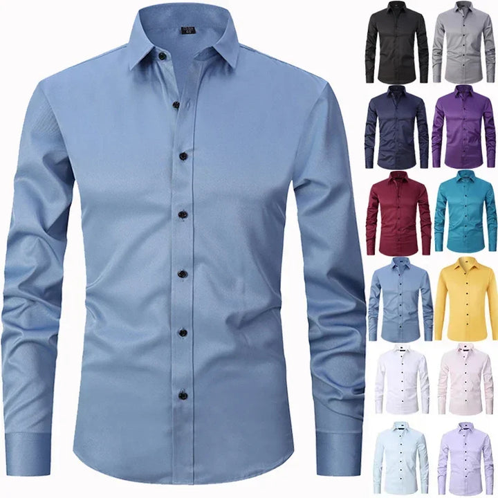 Camisa Elástica Hombre — Sin Planchado Multicolor