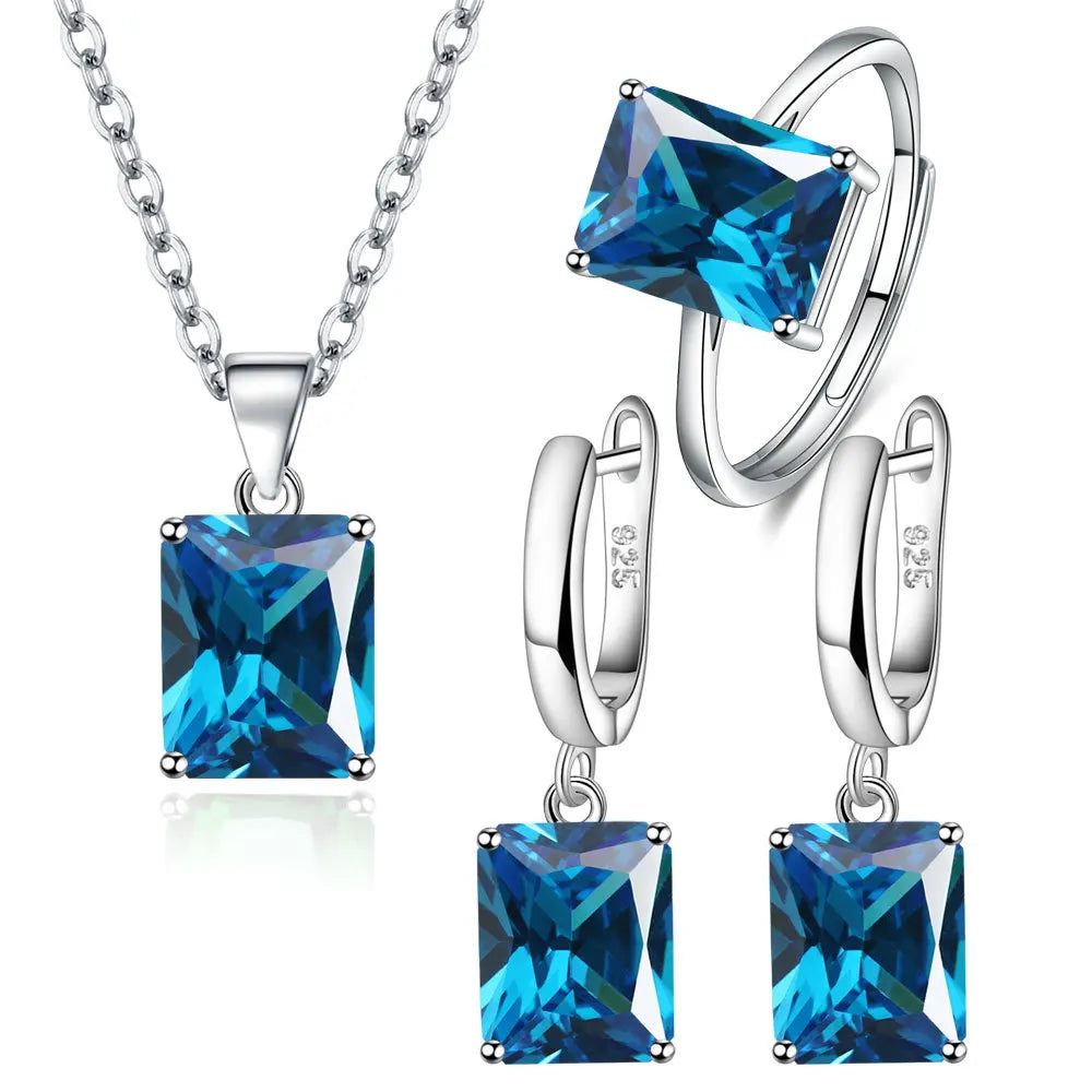 Conjunto Elegante Plata 925 — Anillo, Pendientes y Collar