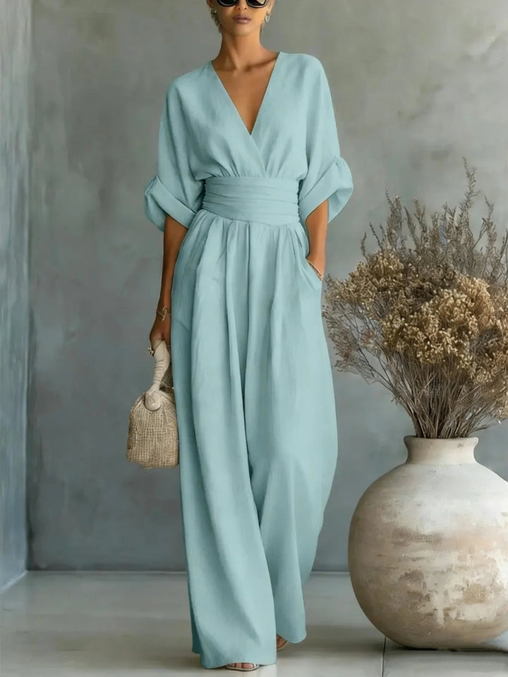 Mono Elegante de Cintura Alta con Escote en V