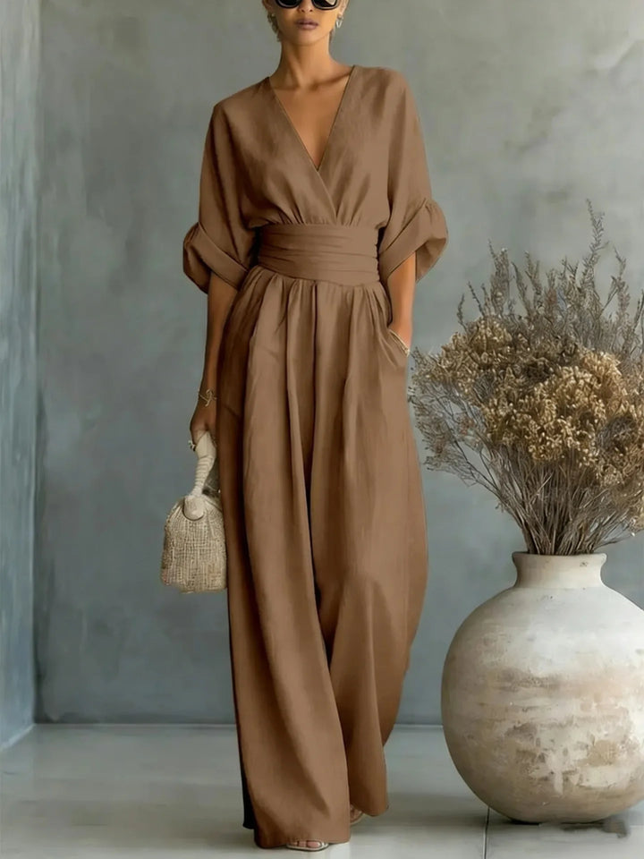 Mono Elegante de Cintura Alta con Escote en V