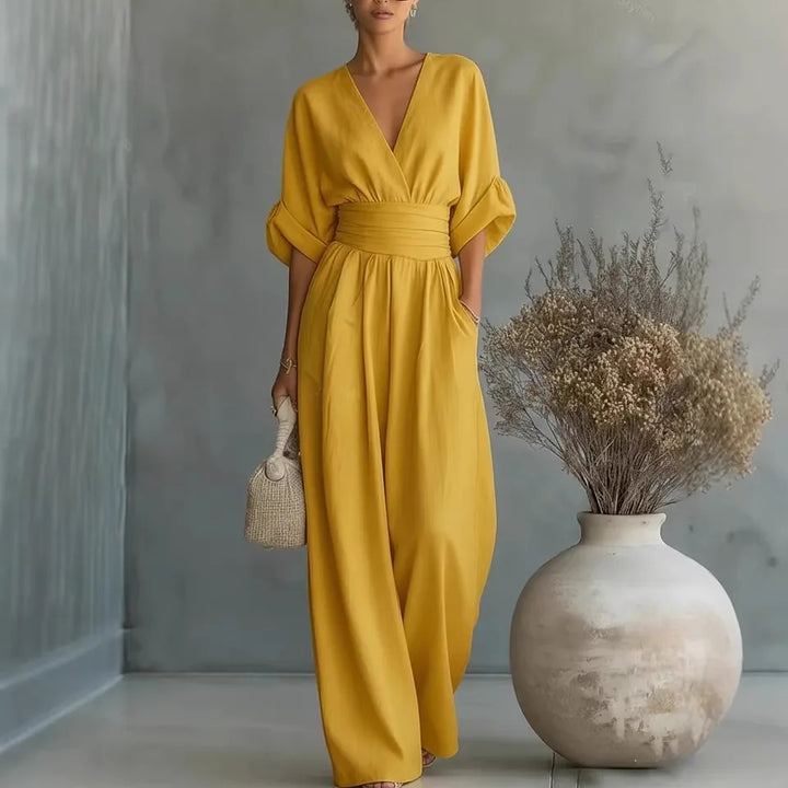 Mono Elegante de Cintura Alta con Escote en V