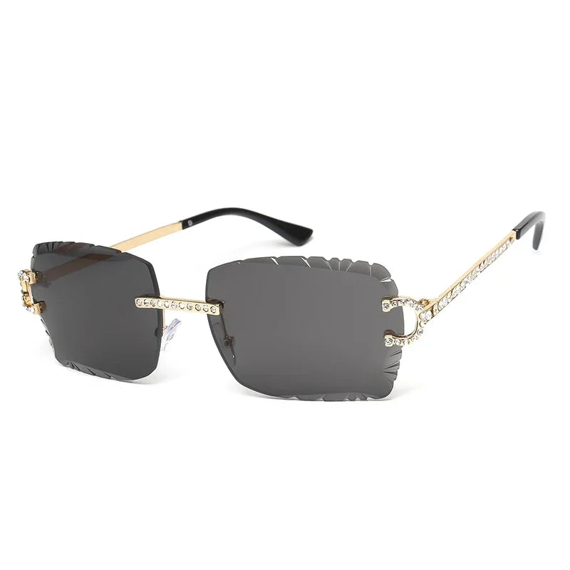 Gafas de Sol Cuadradas Sin Montura | Gemas &amp; Corte Diamante | Darez Wear