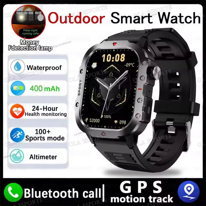 Reloj Inteligente Militar GPS — Linterna IP68 Bluetooth Hombre &amp; Mujer