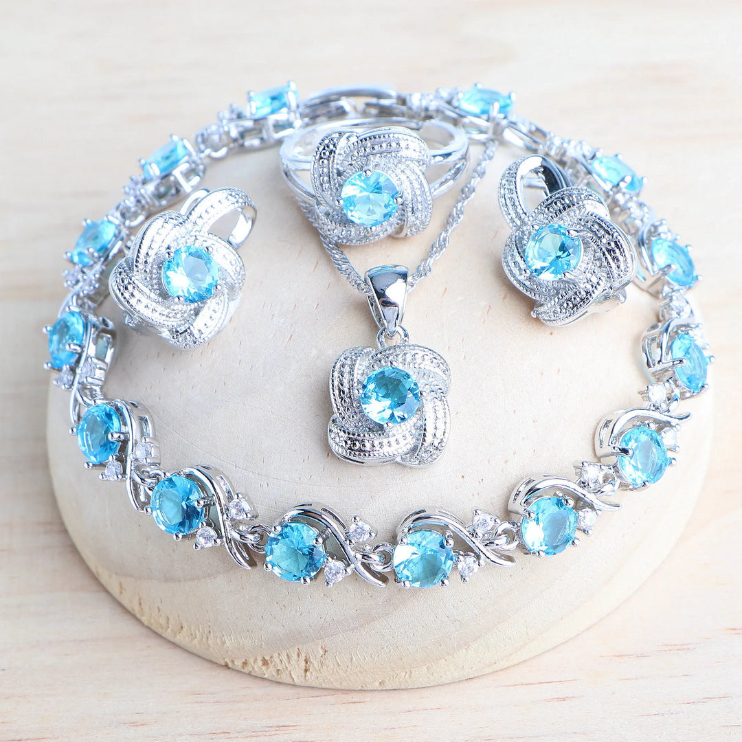 Conjunto de Joyería Circonia Azul