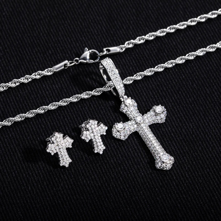 MossanRappr-collar cruzado clásico de moissanita, pendientes de Hip Hop helados para hombres y mujeres, joyería fina de Plata de Ley 925, regalos