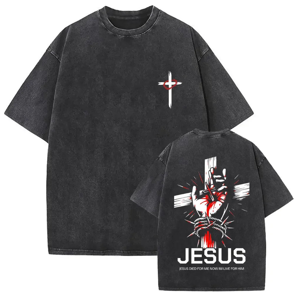 Camiseta Vintage Gótica Oversized con Estampado