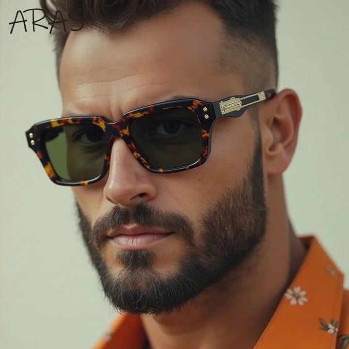 Gafas de Sol Cuadradas Polarizadas Hombre — UV400 Steampunk
