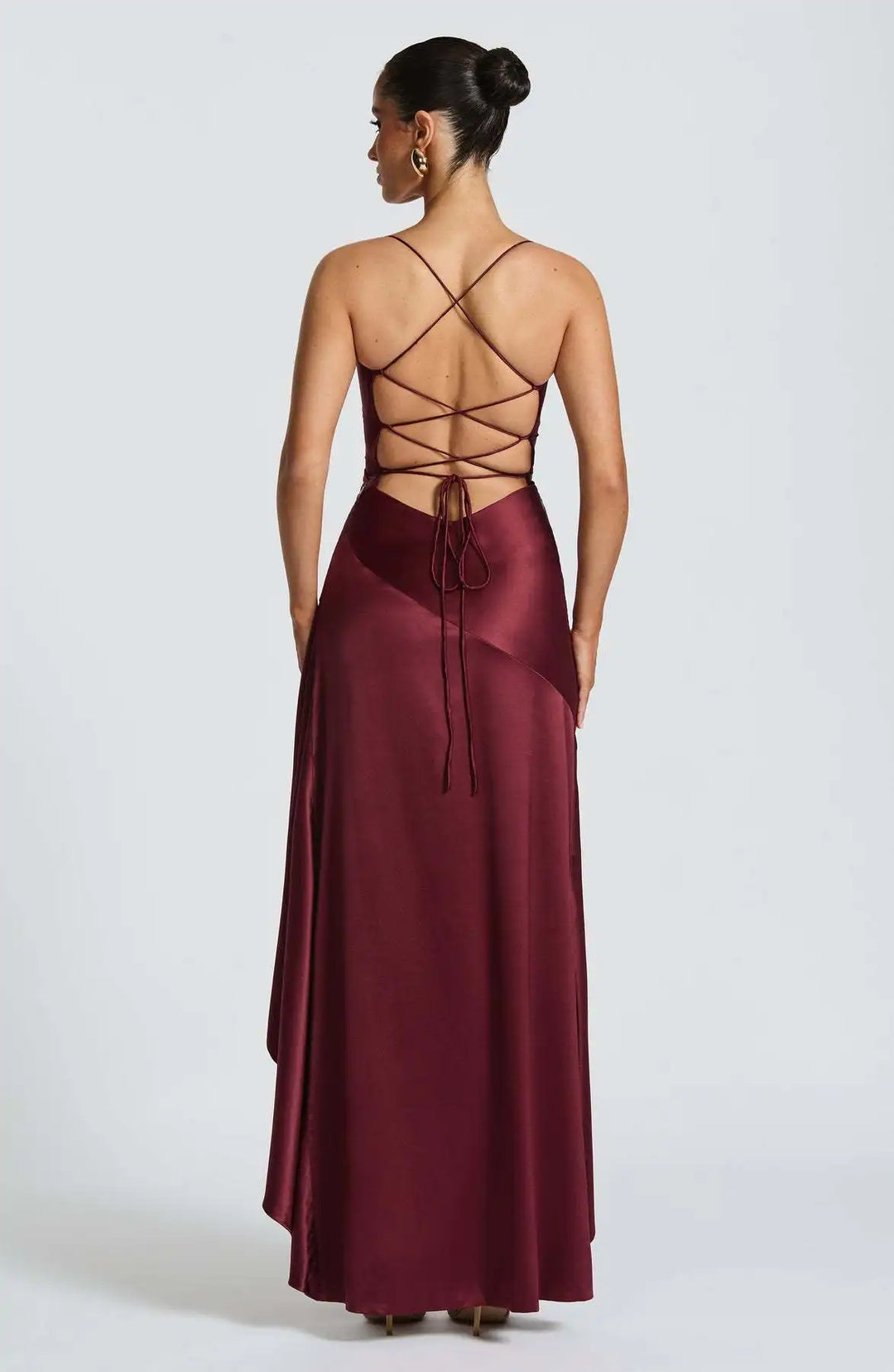 Vestido Largo de Satén con Espalda Descubierta