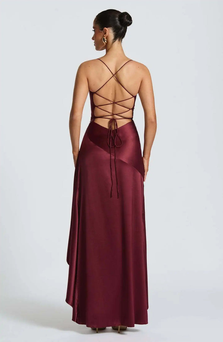 Vestido Largo de Satén con Espalda Descubierta