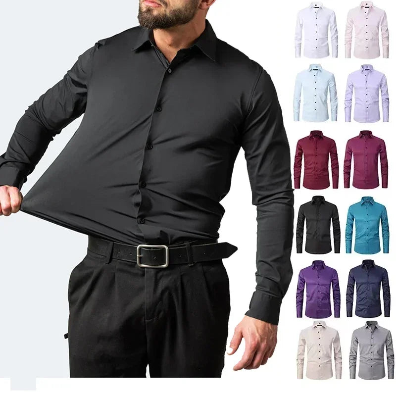 Camisa Elástica Hombre — Sin Planchado Multicolor