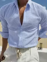 Camisa de Manga Larga a Rayas para Hombre