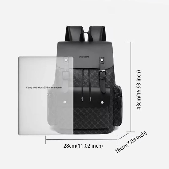 Mochila Cuero PU Hombre — Alta Capacidad Premium