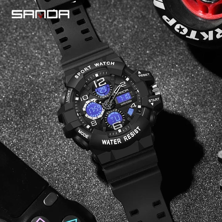 Reloj Militar SANDA Hombre — Digital Deportivo Resistente al Agua