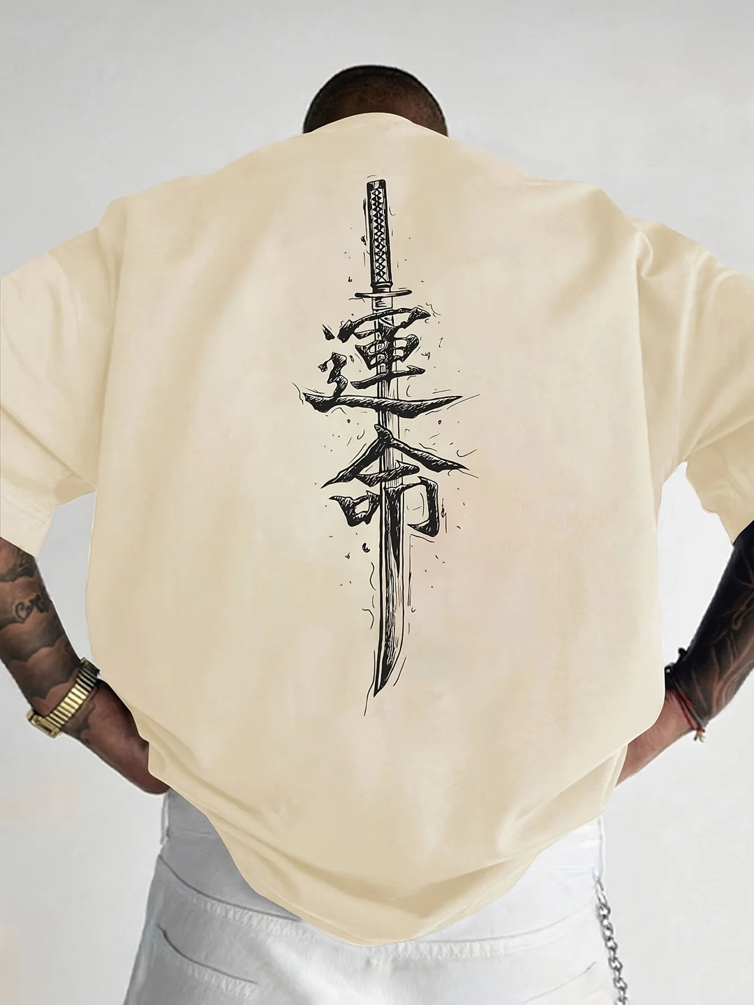 Camiseta de Algodón 100% con Estampado Samurái