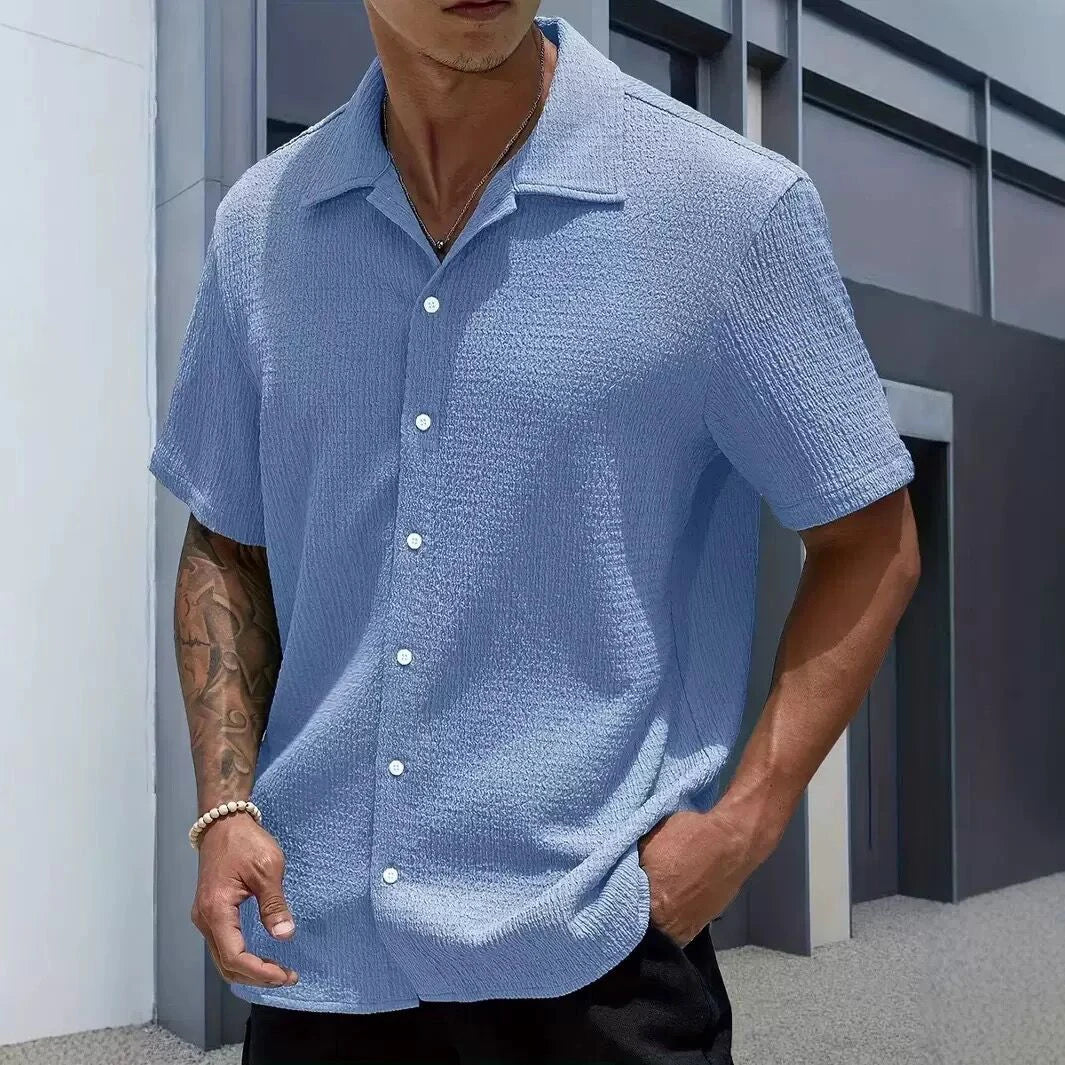 Camisa Streetwear Holgada de Manga Corta