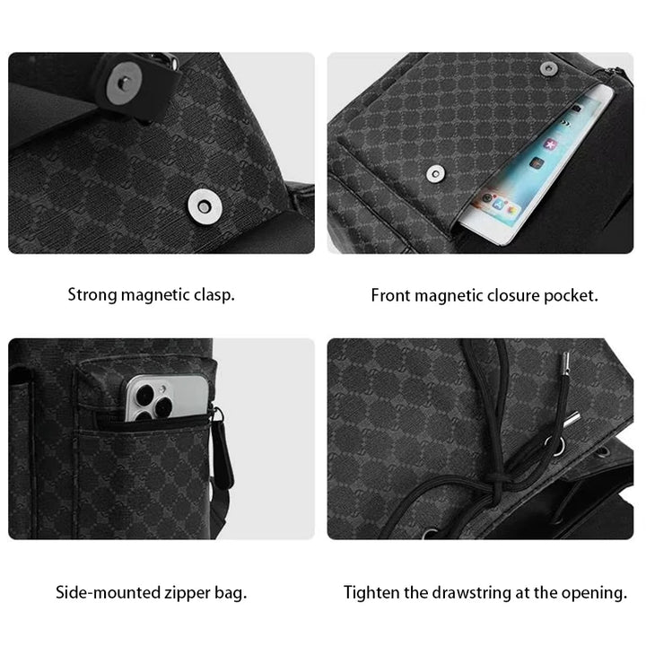 Mochila Cuero PU Hombre — Alta Capacidad Premium