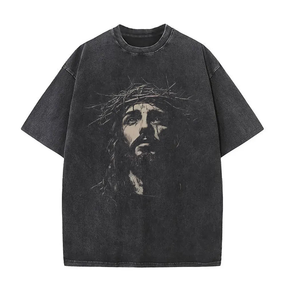 Camiseta Vintage Gótica Oversized con Estampado