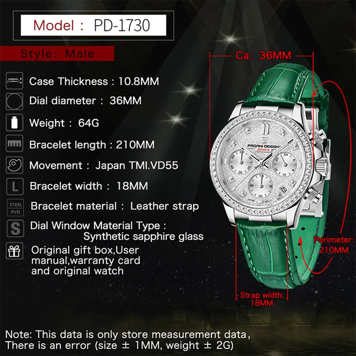Reloj PAGANI DESIGN — Cronógrafo de Lujo con Cristal de Zafiro