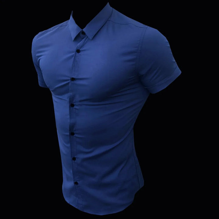 Camisa Manga Corta Ajustada Hombre — Verano Lujo