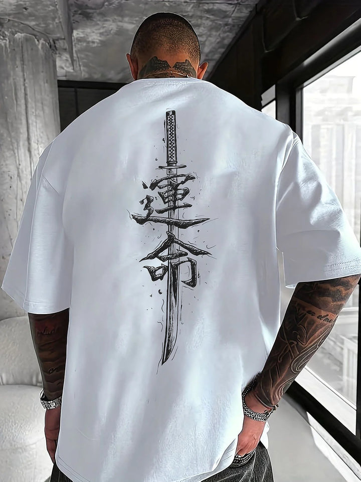 Camiseta de Algodón 100% con Estampado Samurái