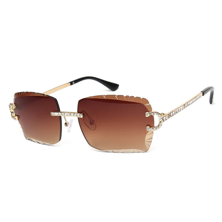 Gafas de Sol Cuadradas Sin Montura | Gemas &amp; Corte Diamante | Darez Wear