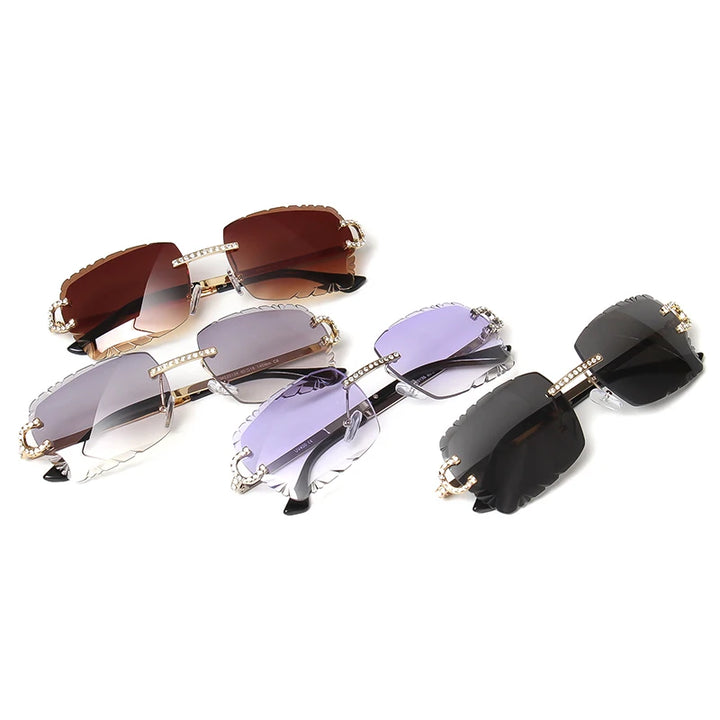 Gafas de Sol Cuadradas Sin Montura | Gemas &amp; Corte Diamante | Darez Wear