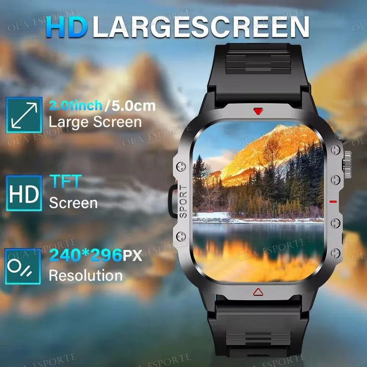 Reloj Inteligente Militar GPS — Linterna IP68 Bluetooth Hombre &amp; Mujer