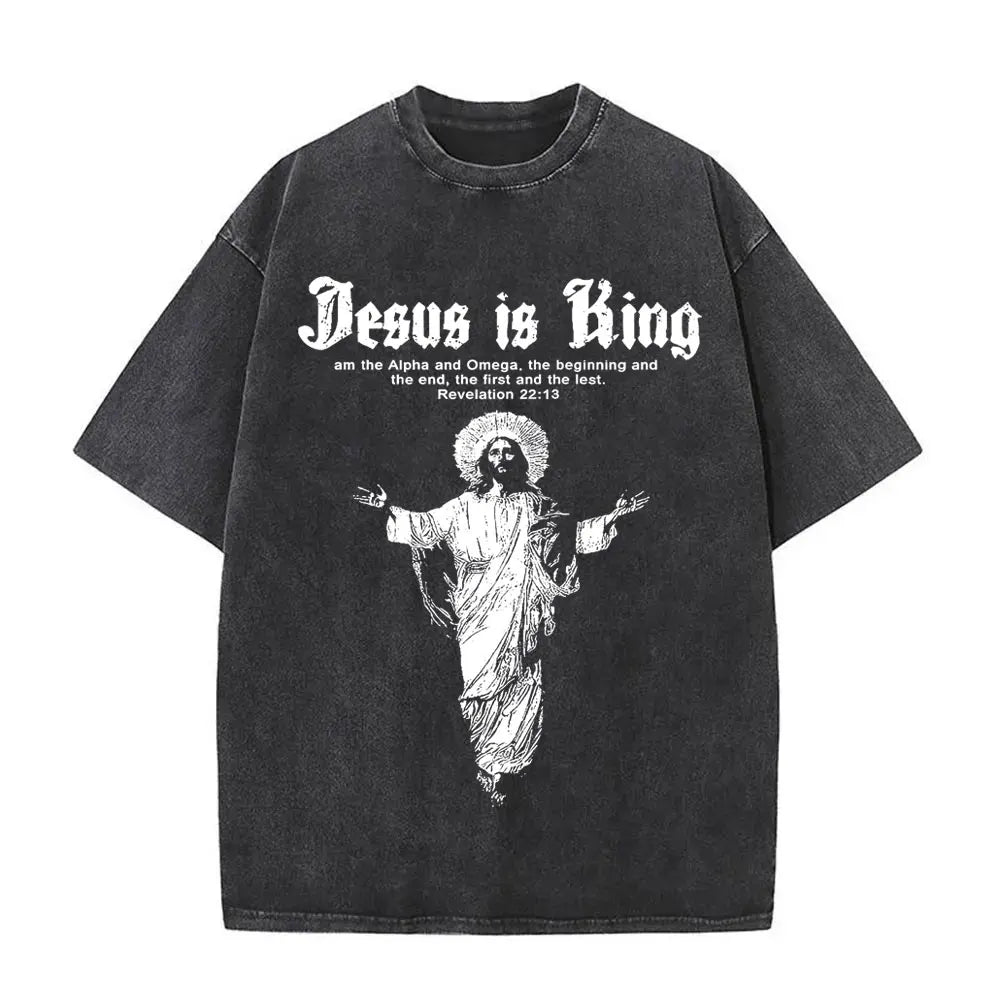 Camiseta Vintage Gótica Oversized con Estampado