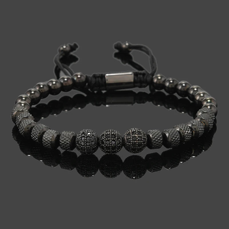 Pulsera Royal CZ Ball | Acero Inoxidable | Joyería de Lujo para Hombre