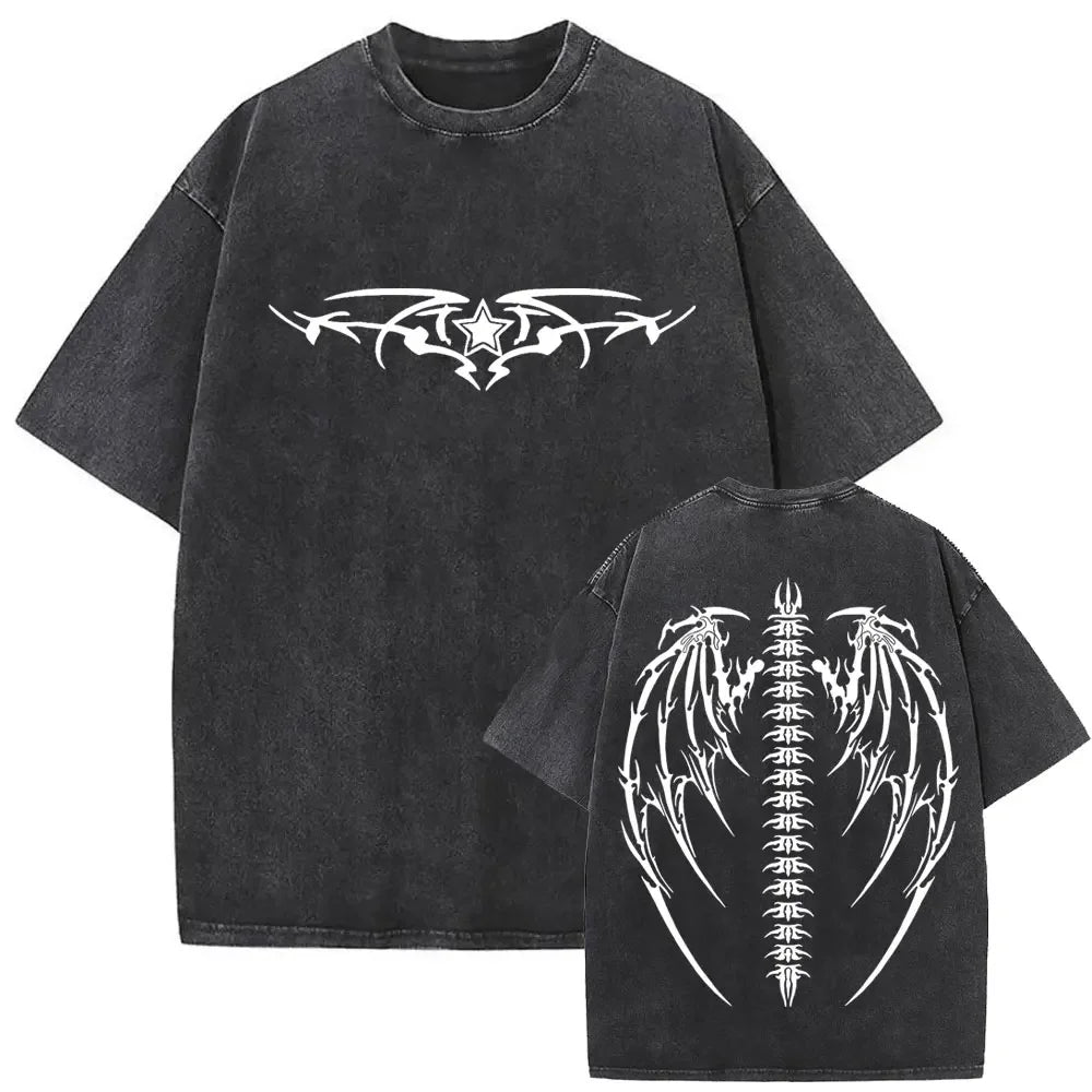 Camiseta Vintage Gótica Oversized con Estampado