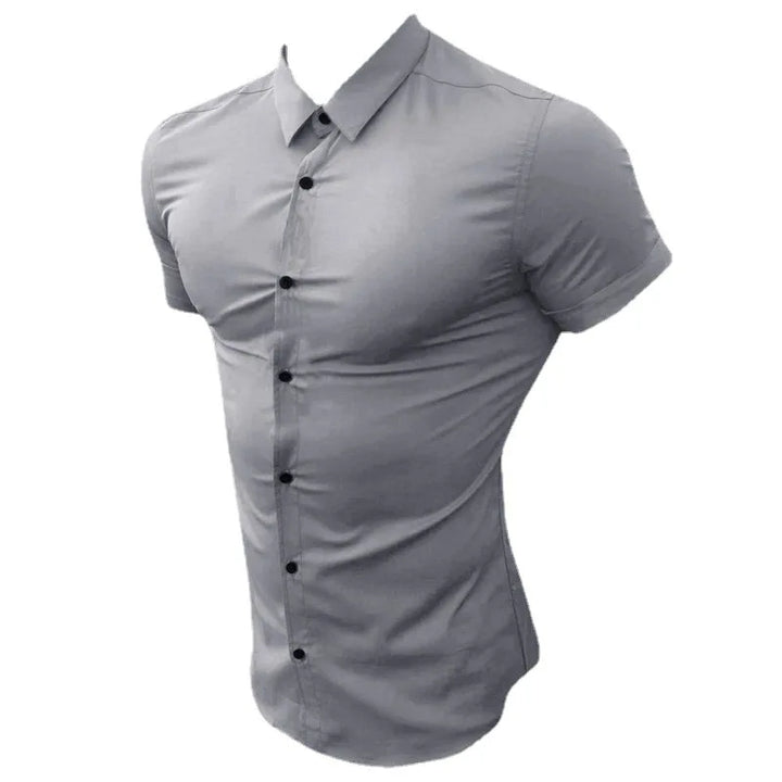 Camisa Manga Corta Ajustada Hombre — Verano Lujo