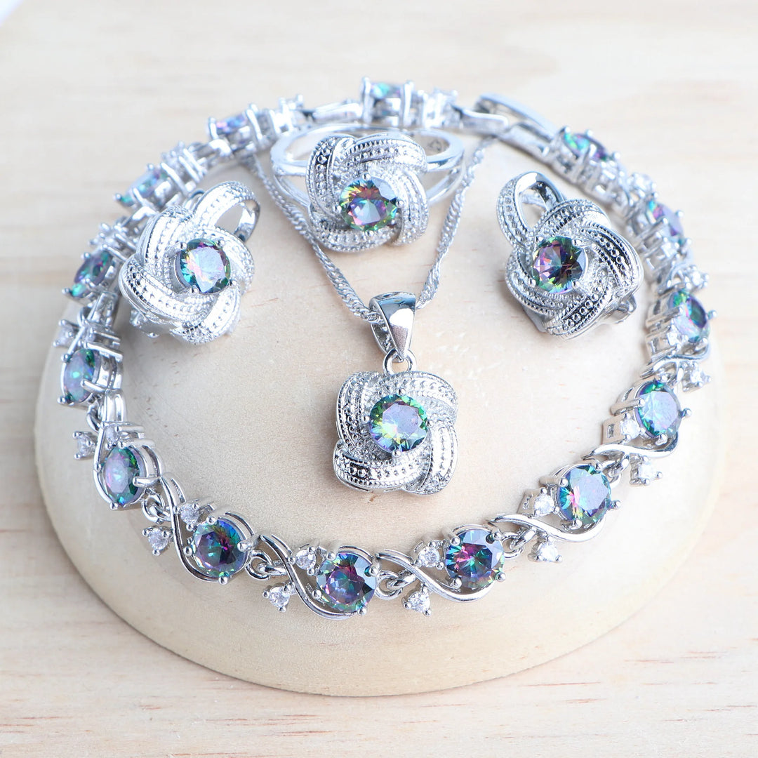 Conjunto de Joyería Circonia Azul