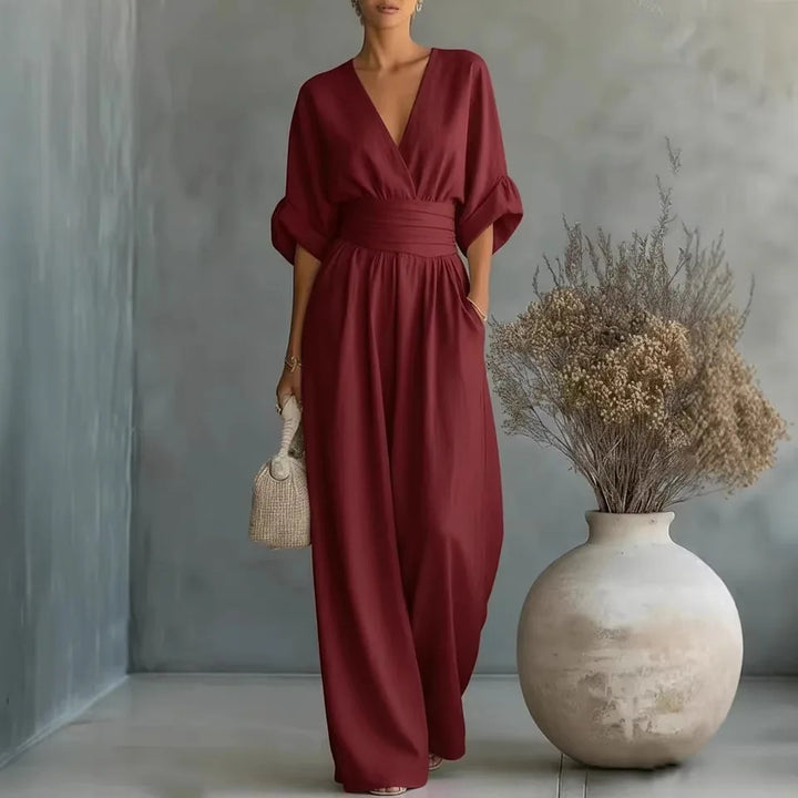 Mono Elegante de Cintura Alta con Escote en V