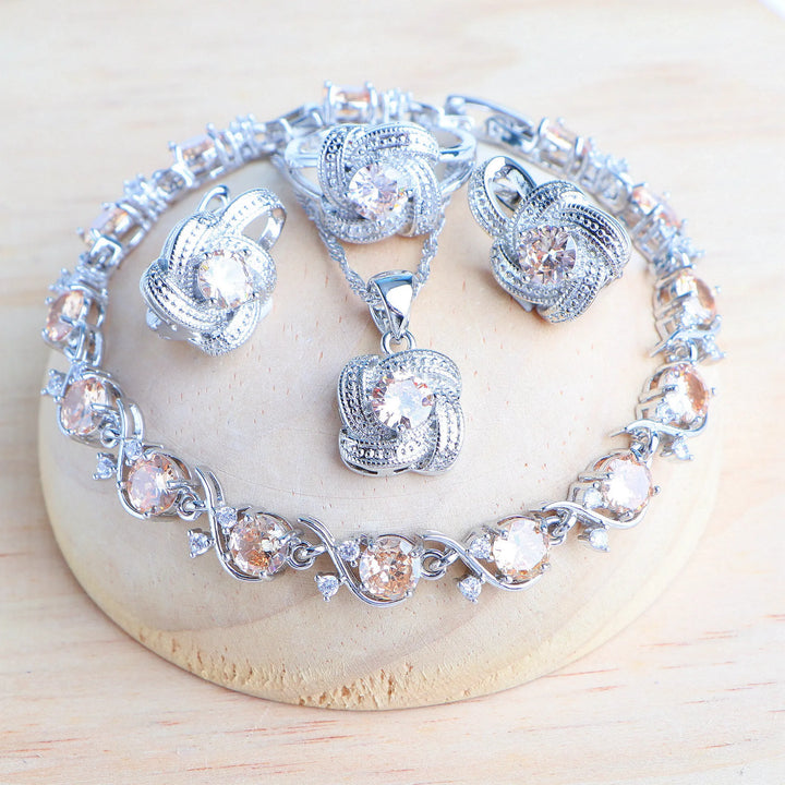 Conjunto de Joyería Circonia Azul