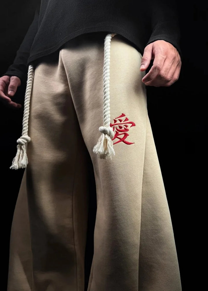 Pantalones Holgados Y2K Harajuku | Bordado Kanji Love | Darez Wear