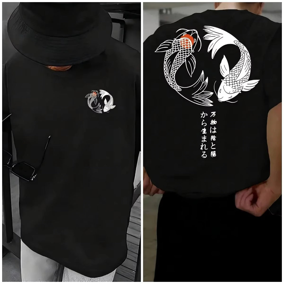 Camiseta Koi Harajuku | Estampado Japonés 100% Algodón