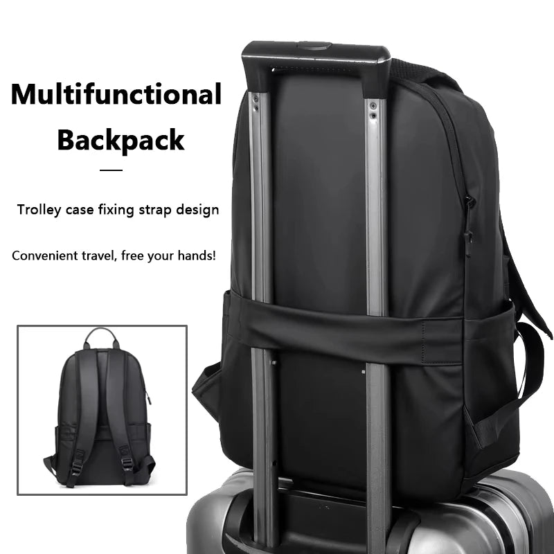 Mochila Cuero PU 15.6" Hombre — Negro Premium