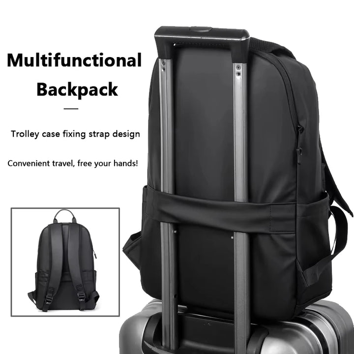 Mochila Cuero PU 15.6" Hombre — Negro Premium
