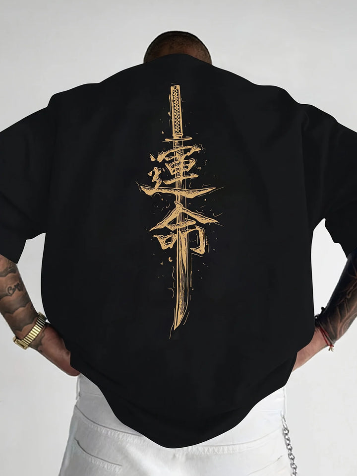 Camiseta de Algodón 100% con Estampado Samurái