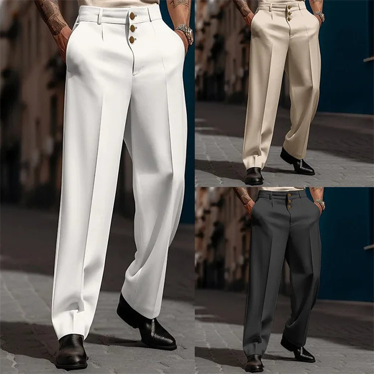Pantalón Ancho Formal Hombre — Corte Recto Premium