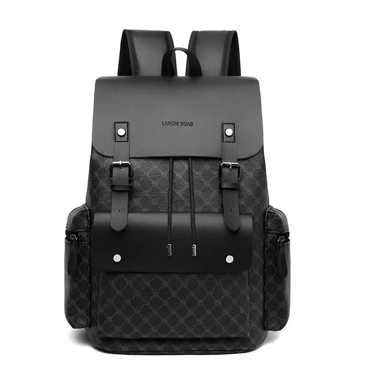 Mochila Cuero PU Hombre — Alta Capacidad Premium