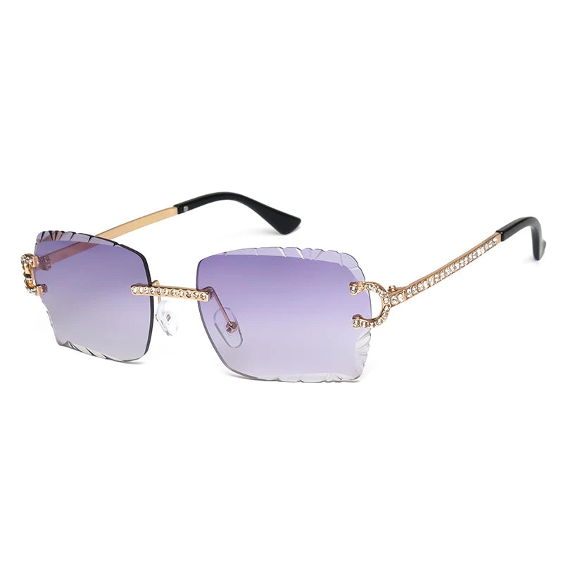 Gafas de Sol Cuadradas Sin Montura | Gemas &amp; Corte Diamante | Darez Wear