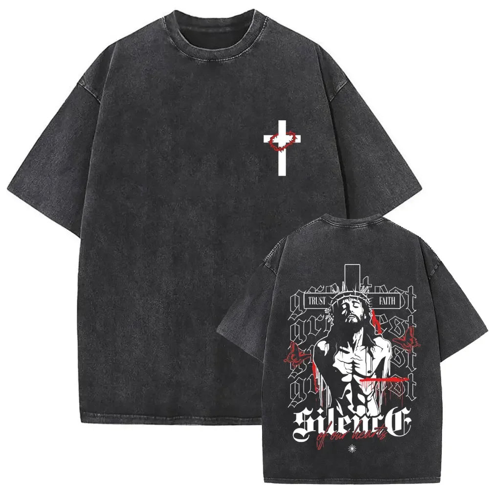 Camiseta Vintage Gótica Oversized con Estampado