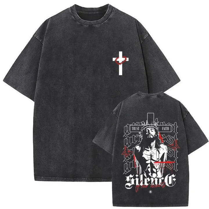 Camiseta Vintage Gótica Oversized con Estampado